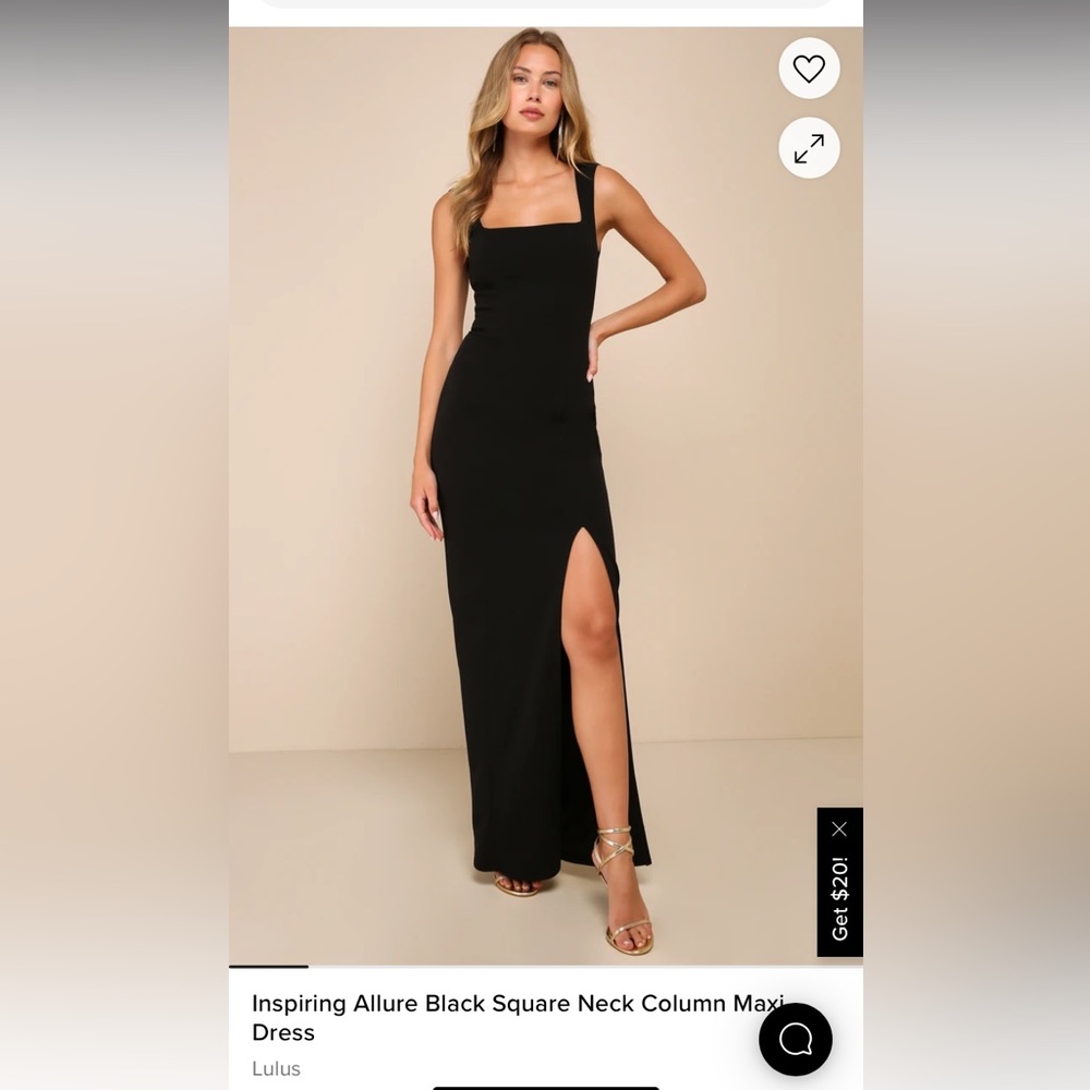 Lulu's Black Square Neck Column Maxi Dress